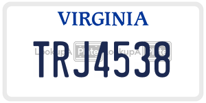 TRJ4538  license plate in VA