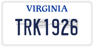 TRK1926  license plate in VA
