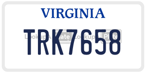 TRK7658  license plate in VA