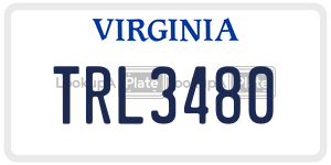 TRL3480  license plate in VA