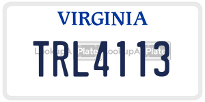TRL4113 license plate in Virginia