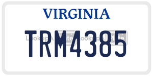 TRM4385  license plate in VA