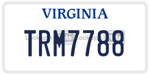 TRM7788  license plate in VA