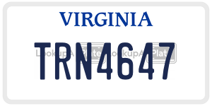 TRN4647  license plate in VA