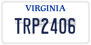 TRP2406  license plate in VA