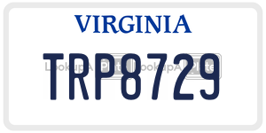 TRP8729  license plate in VA