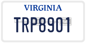 TRP8901 license plate in Virginia