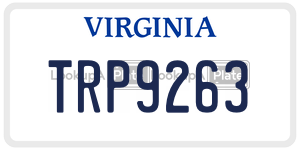 TRP9263  license plate in VA