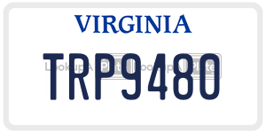 TRP9480  license plate in VA
