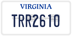 TRR2610  license plate in VA