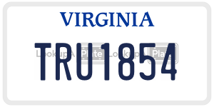 TRU1854 license plate in Virginia