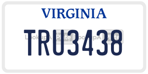 TRU3438 license plate in Virginia