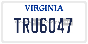 TRU6047  license plate in VA