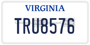 TRU8576  license plate in VA