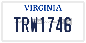 TRW1746  license plate in VA