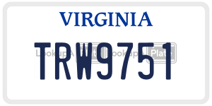 TRW9751 license plate in Virginia