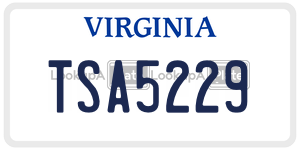 TSA5229  license plate in VA