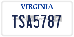 TSA5787  license plate in VA