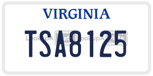 TSA8125  license plate in VA