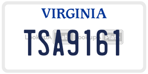 TSA9161  license plate in VA