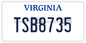 TSB8735  license plate in VA