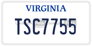 TSC7755  license plate in VA