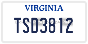 TSD3812  license plate in VA