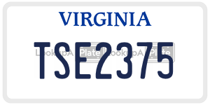TSE2375 license plate in Virginia