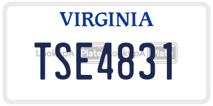 TSE4831 license plate in Virginia