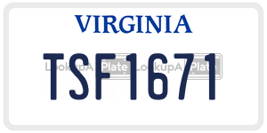 TSF1671  license plate in VA