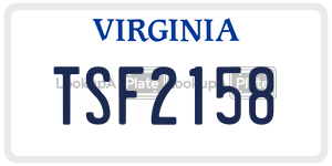 TSF2158 license plate in Virginia