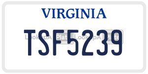 TSF5239  license plate in VA