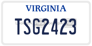 TSG2423  license plate in VA