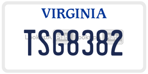 TSG8382  license plate in VA