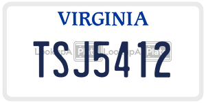 TSJ5412  license plate in VA
