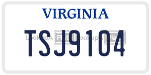 TSJ9104  license plate in VA