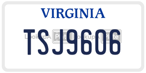 TSJ9606  license plate in VA