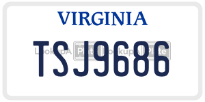 TSJ9686 license plate in Virginia