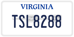 TSL8288  license plate in VA