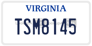 TSM8145  license plate in VA