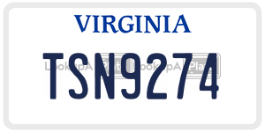 TSN9274  license plate in VA