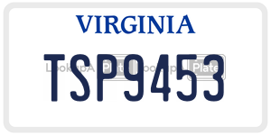 TSP9453  license plate in VA