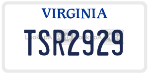 TSR2929  license plate in VA