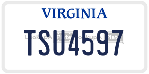 TSU4597  license plate in VA