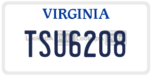 TSU6208  license plate in VA