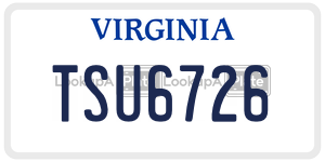TSU6726  license plate in VA