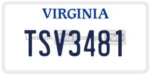 TSV3481  license plate in VA