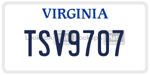 TSV9707  license plate in VA