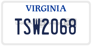 TSW2068 license plate in Virginia