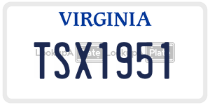 TSX1951  license plate in VA